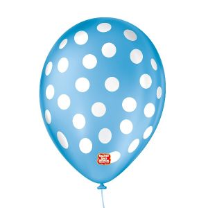 BALAO 9 BOLINHA AZUL TURQUESA/BRANCO C/25